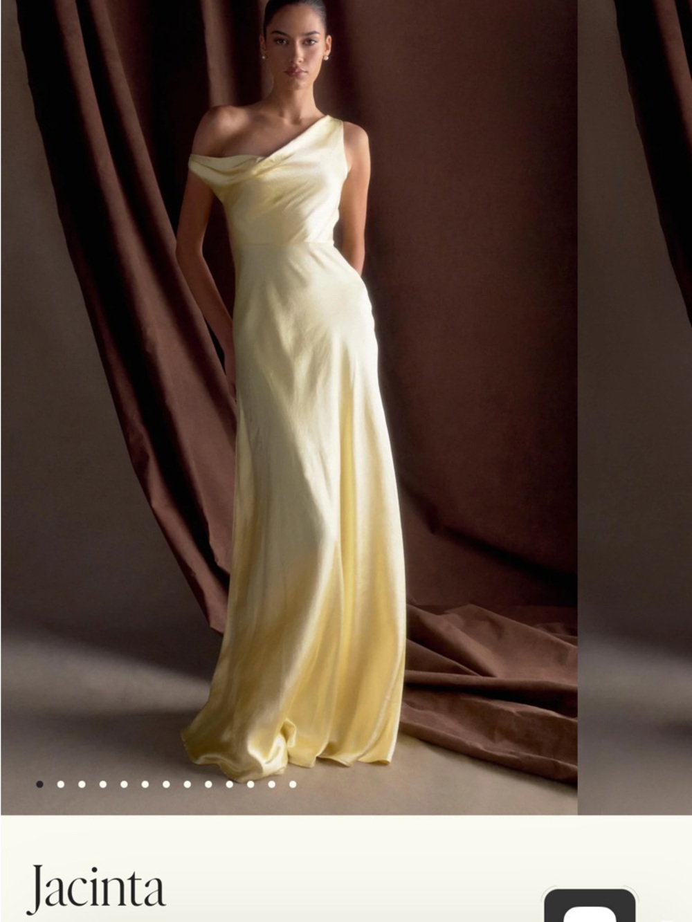 Meshki Pale Yellow One-Shoulder Draped Evening Gown - Picture 4 of 6